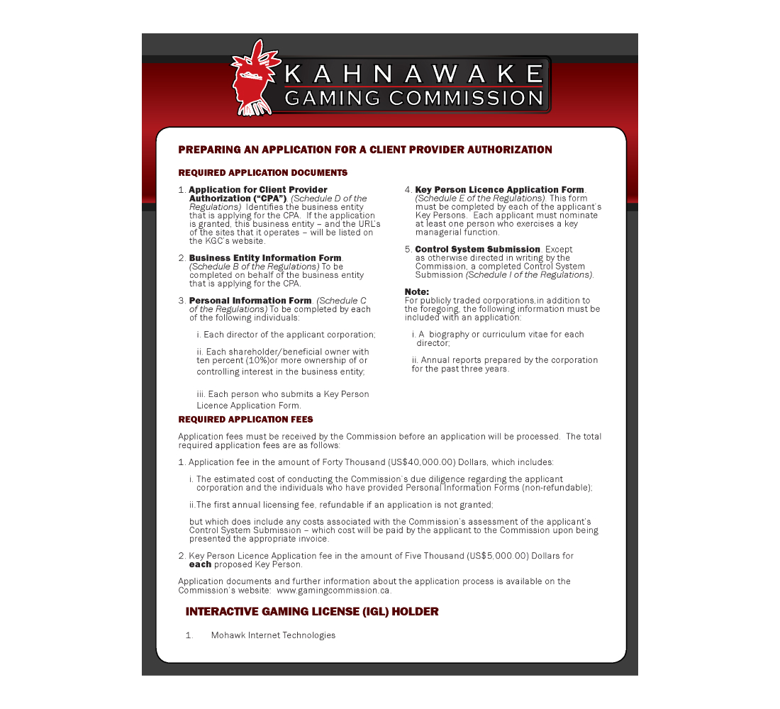 процесс оформления заявки на гемблинг-лицензию в Канаваке