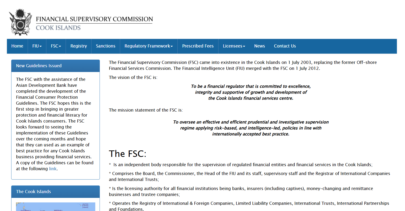 Официальный сайт Financial Supervisory Commission (FSC)